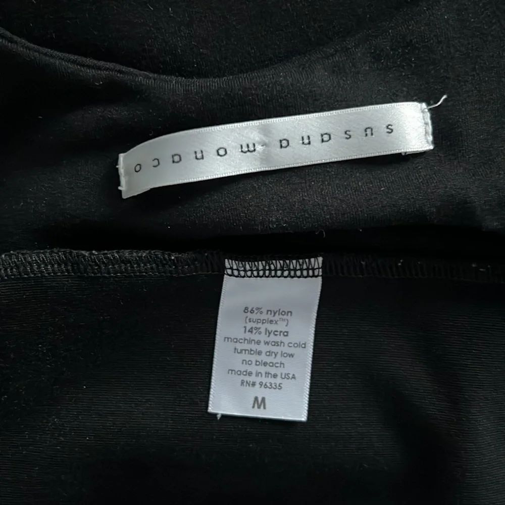 Susana Monaco Open Back Sexy Little Black Short Sleeve Stretch Mini Dress M 6 8 - Picture 9 of 12